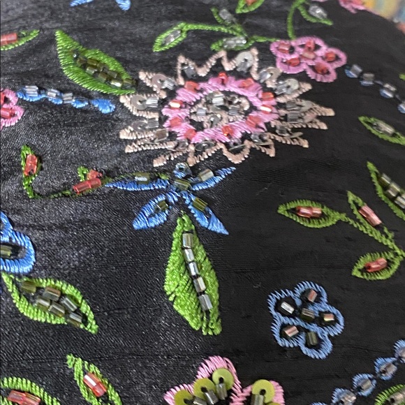 Vintage Marina Bresler Silk Floral Beaded Embroidered Top shirt blouse size 22 - Picture 7 of 16